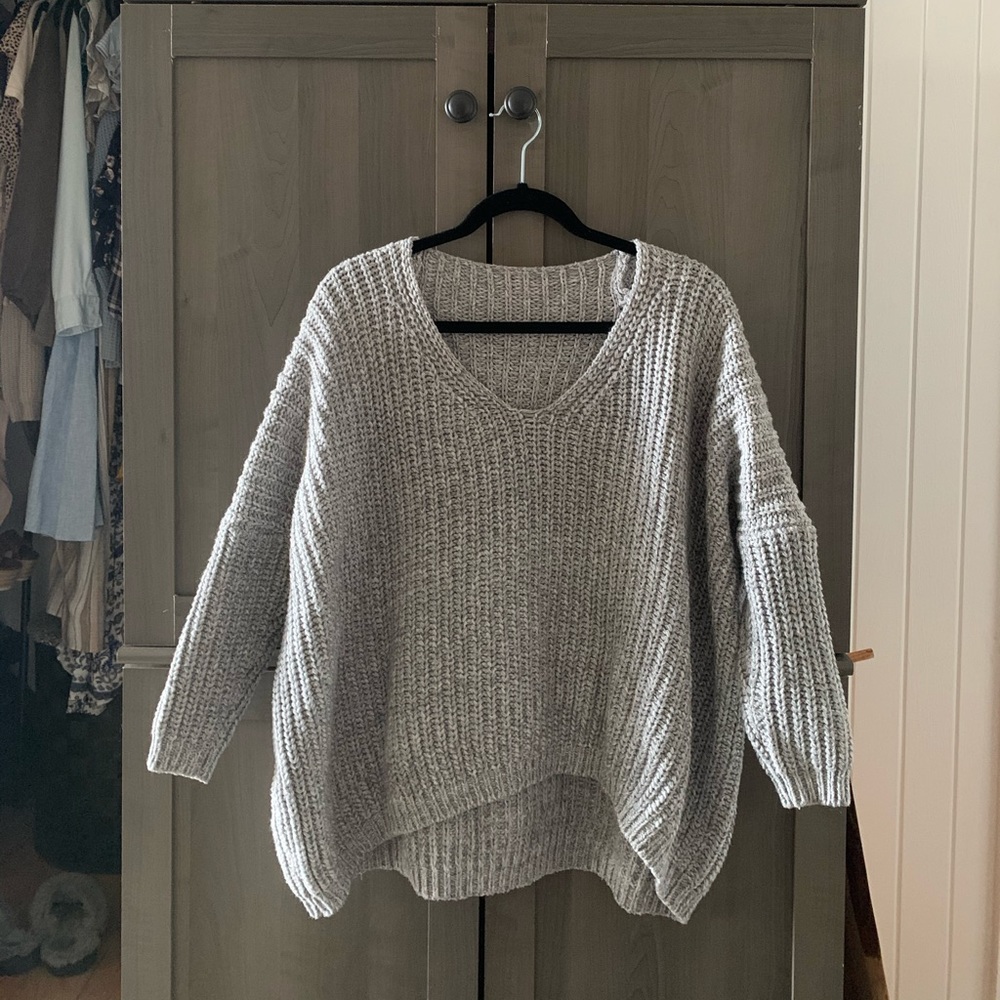 Chunky grey knit sweater